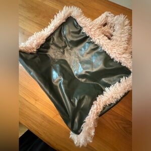 Urban outfitters large green fur tote